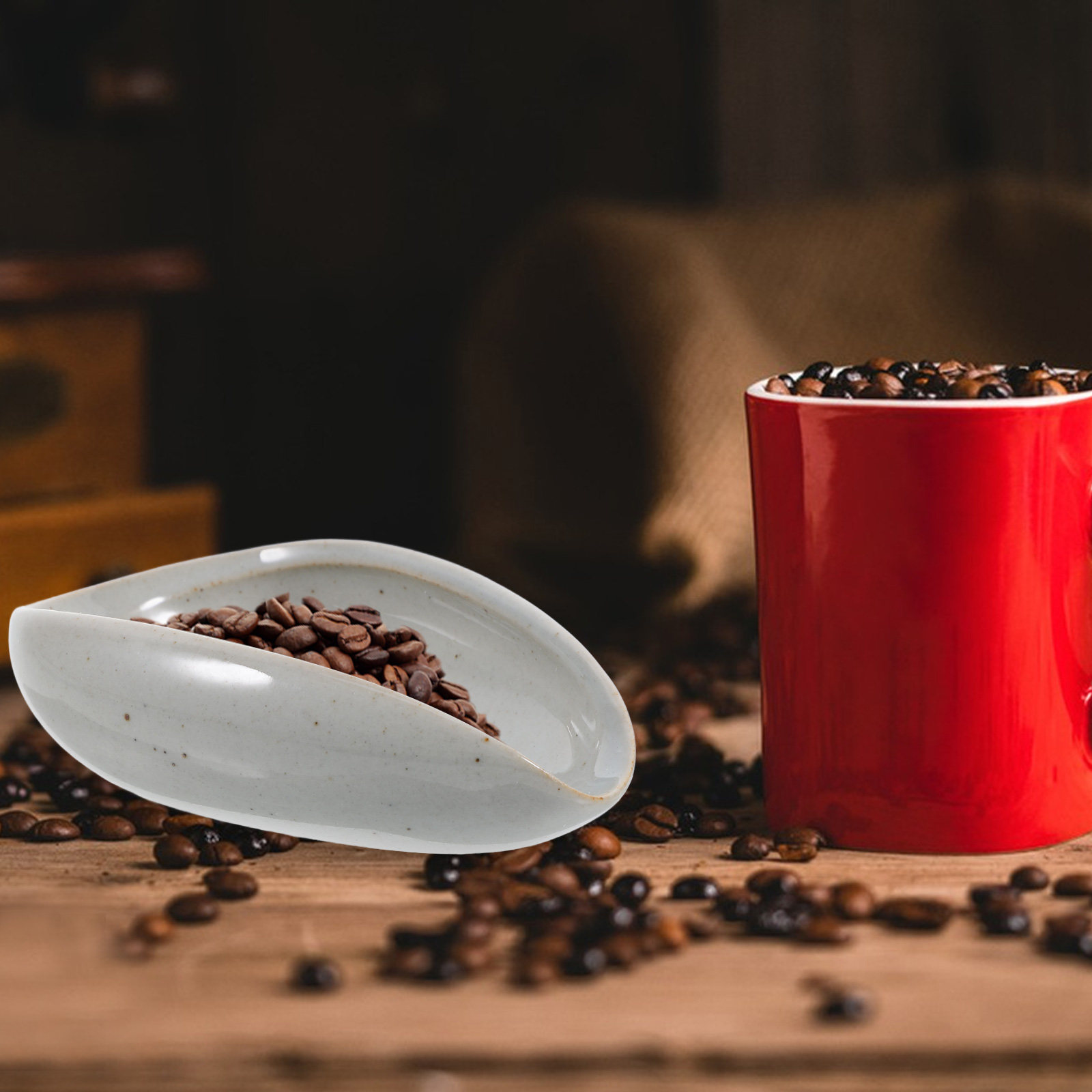 Coffee Leaves Tea - Keramische koffiebonen-doseerbak, multifunctionele weegbeker voor espresso-bonen,