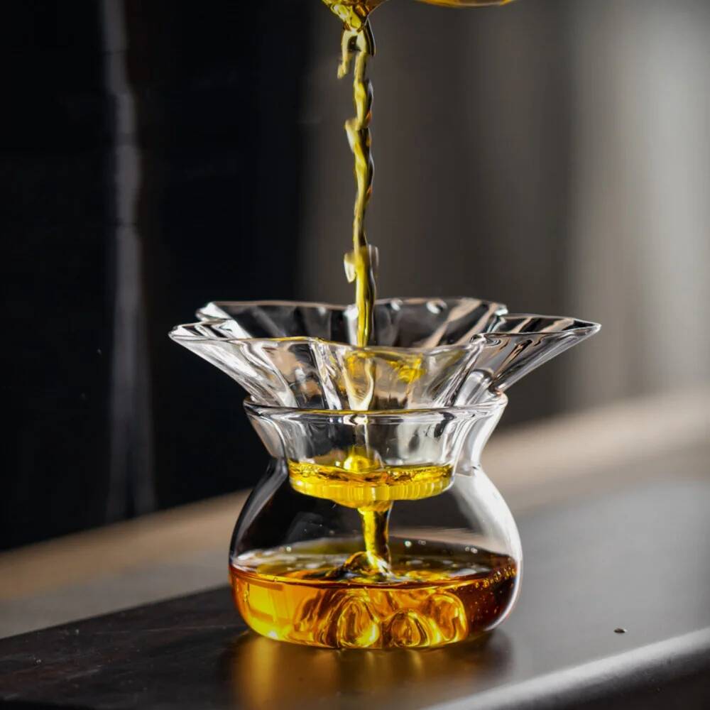 Coffee Leaves Tea - 130ml Bloemvormig glazen theefilter met houder,