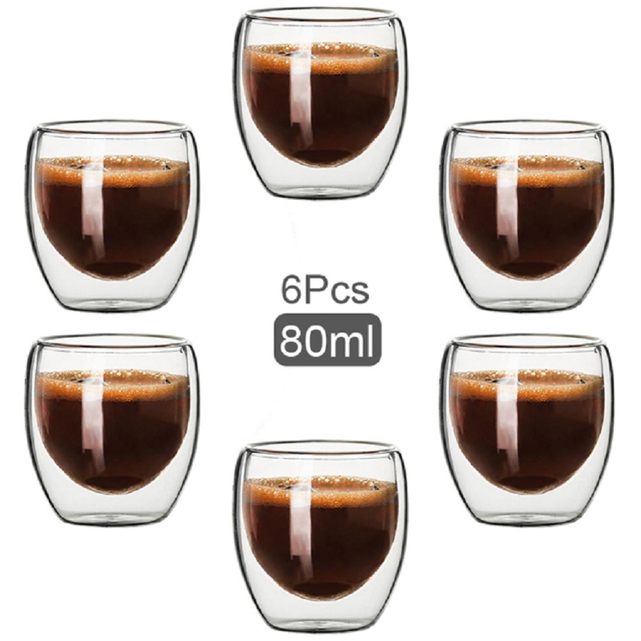 Coffee Tea Sugar Set - Dubbelwandige glazen koffiemokken glazen mok dubbelwandige