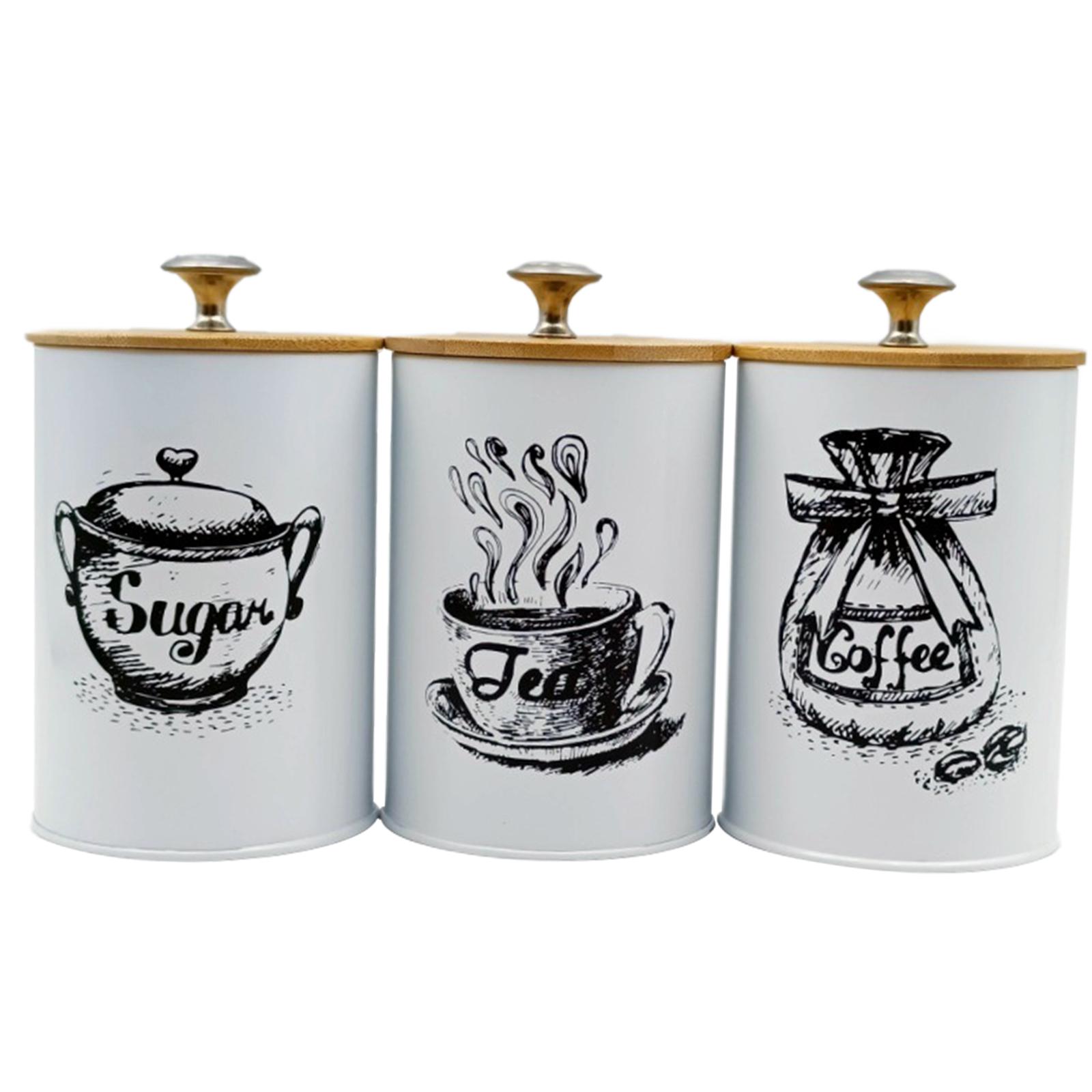 Coffee Tea Sugar Container Set - Koffie Thee Suikerpot Set Keukenorganizer Kruidenpotten