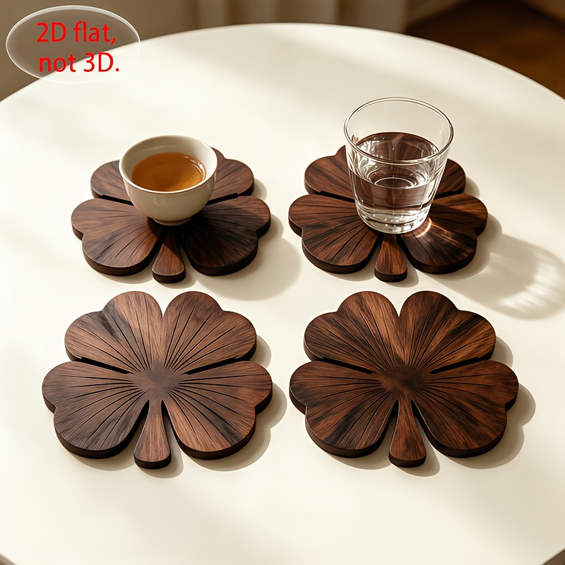 Coffee Tea Sugar Set - 4-delige 2D platte houten onderzetters met