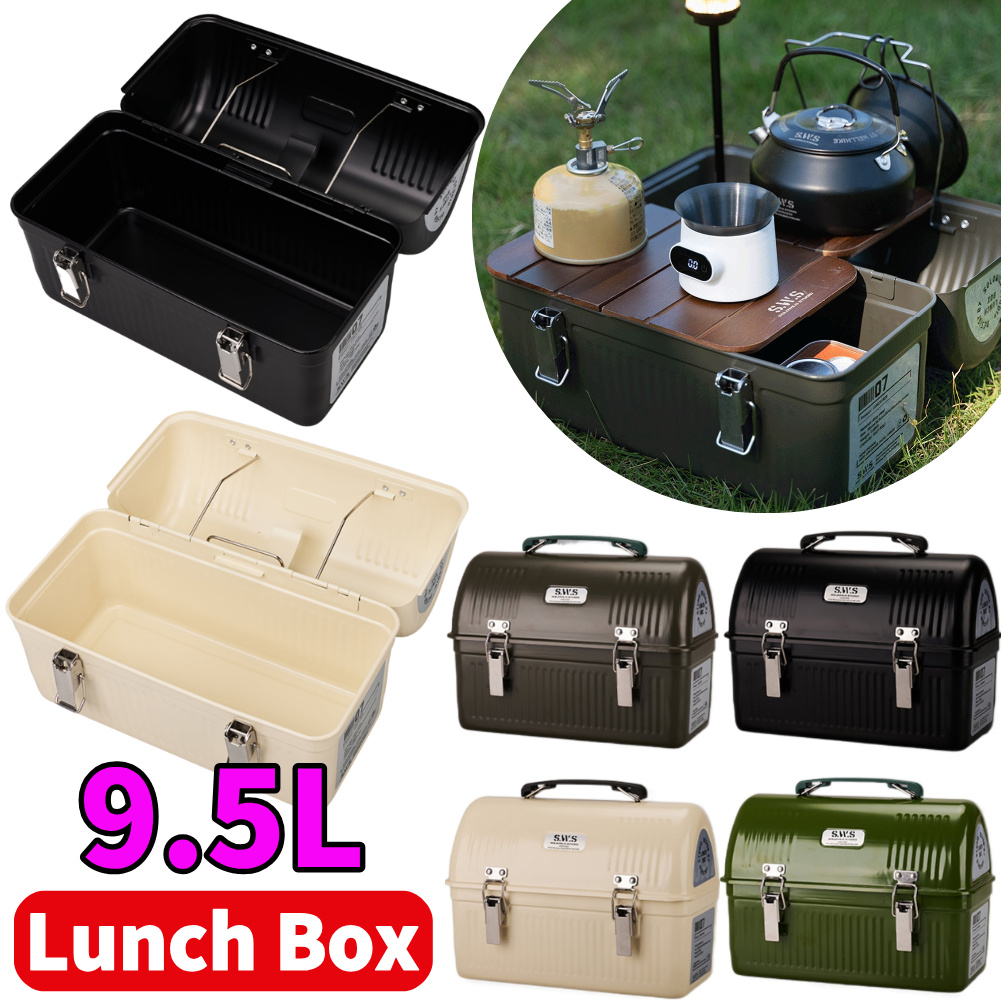 Coffee Tea Drawer Organizer - 9,5L vintage metalen lunchbox met handvat