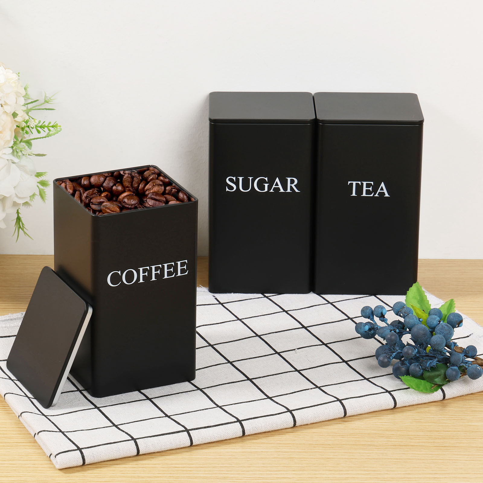 3 Stuks Koffieboon Opslagbusse - Coffee Tea Sugar Set recensie en prijs