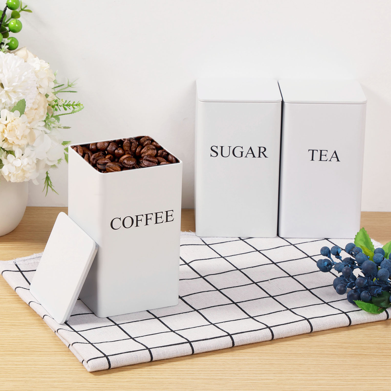 3 Stuks Koffieboon Opslagbusse - Coffee Tea Sugar Set recensie en prijs