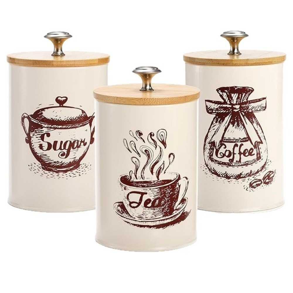 3-delige metalen koffiebusset  - Coffee Tea Sugar Container Set recensie en prijs