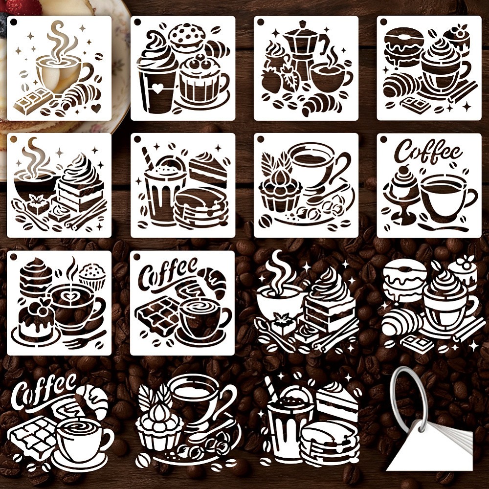 10 vellen koffiesjablonen voor - Draw Coffee And Tea recensie en prijs