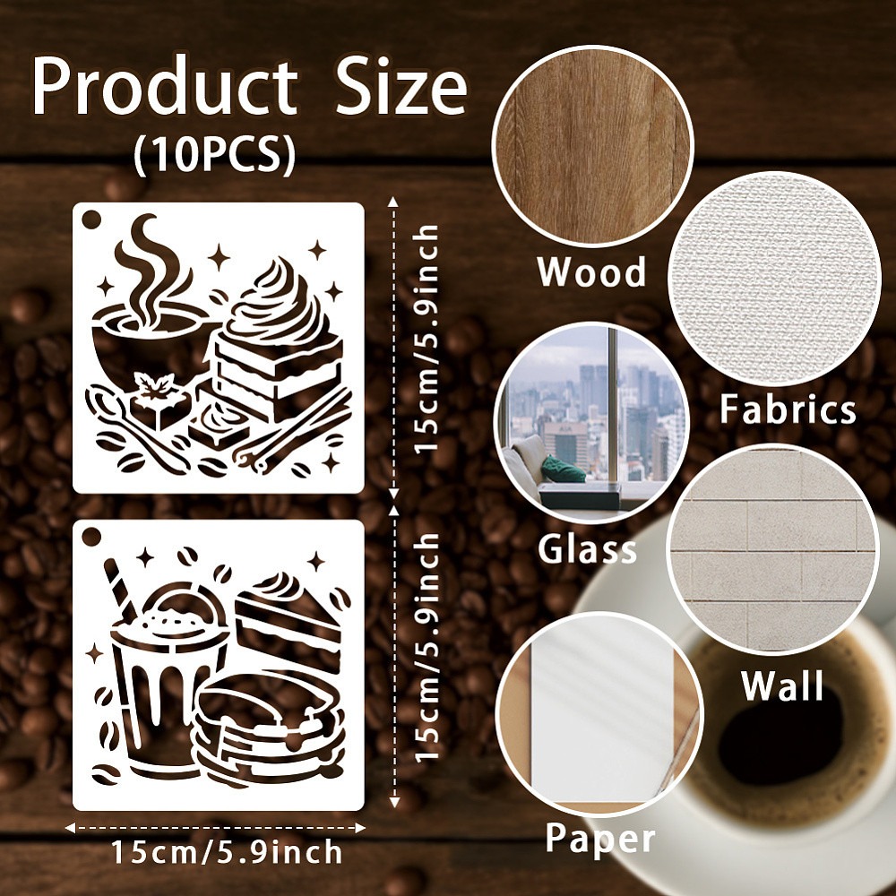 10 vellen koffiesjablonen voor - Draw Coffee And Tea recensie en prijs