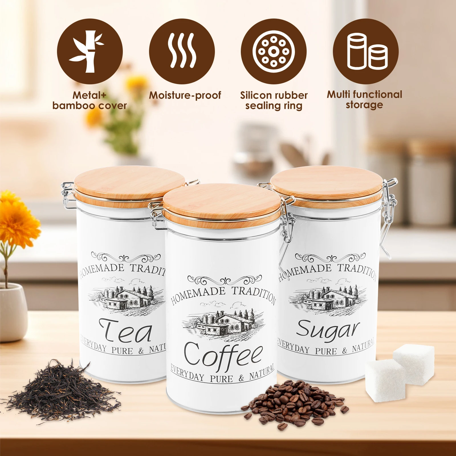3 stks/set Thee Koffie Suikerb - Coffee Tea Sugar Container Set recensie en prijs