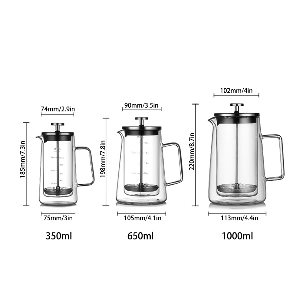 Dubbele lagen Franse perspot H - French Press Glass recensie en prijs
