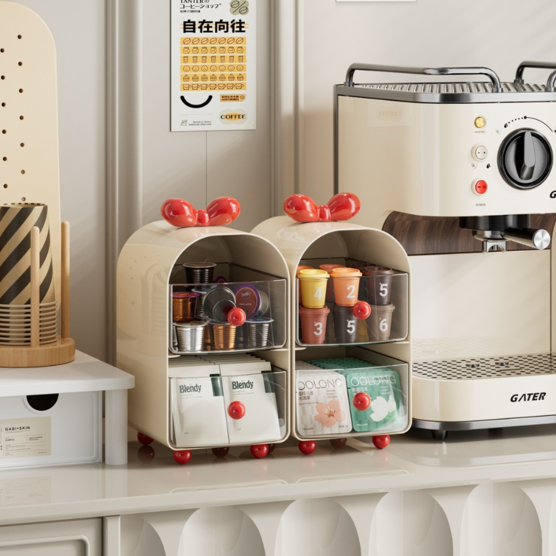 Crèmekleurige koffiecapsule-or - Coffee Tea Containers recensie en prijs