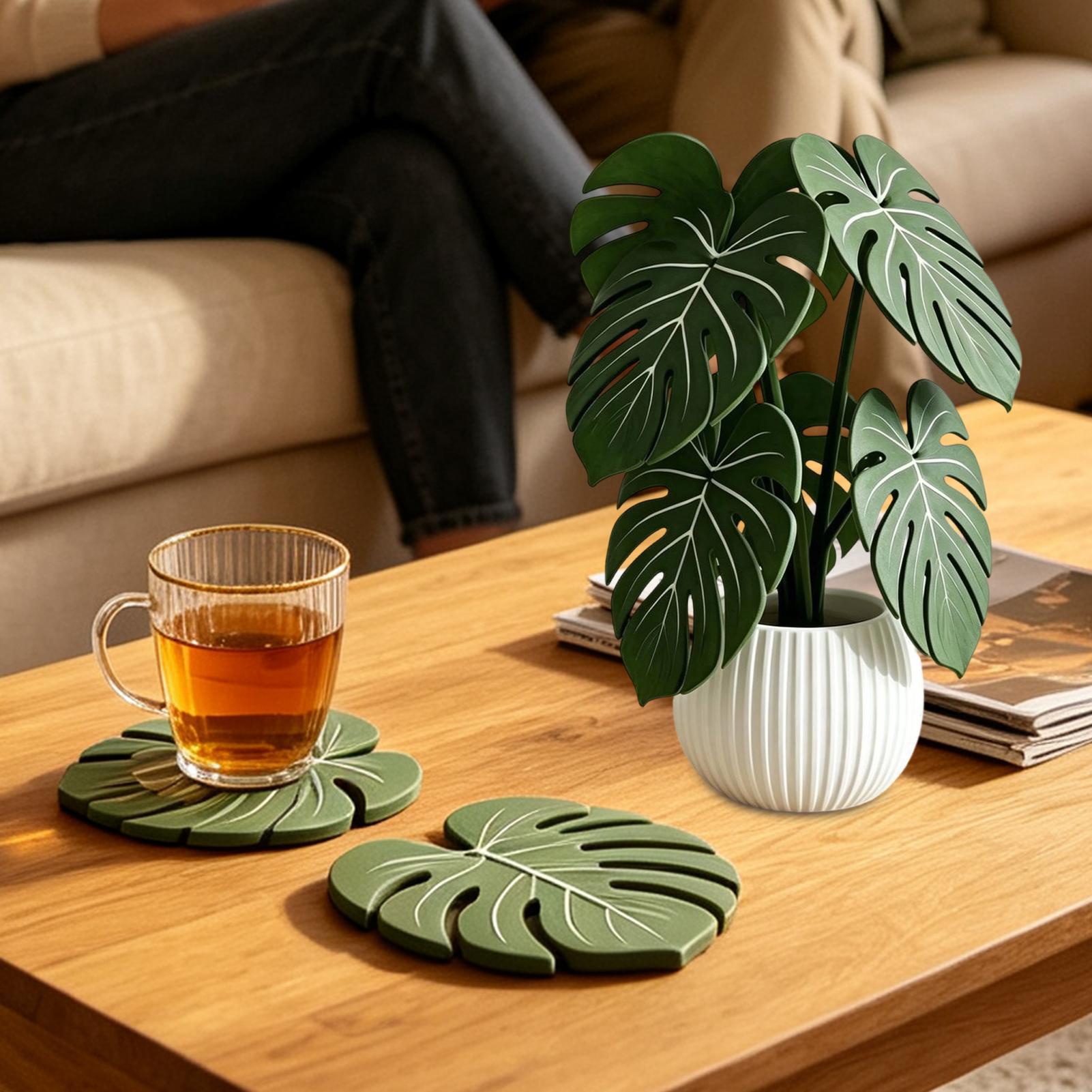 Kunstblad-onderzetter, nep gro - Coffee Leaves Tea recensie en prijs