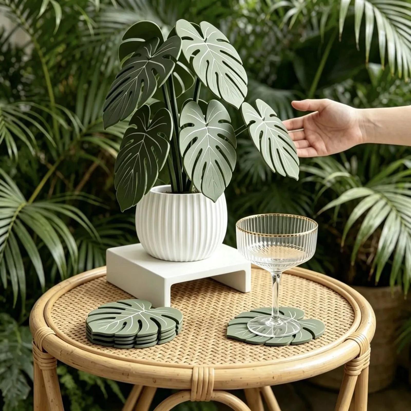 Kunstblad-onderzetter, nep gro - Coffee Leaves Tea recensie en prijs